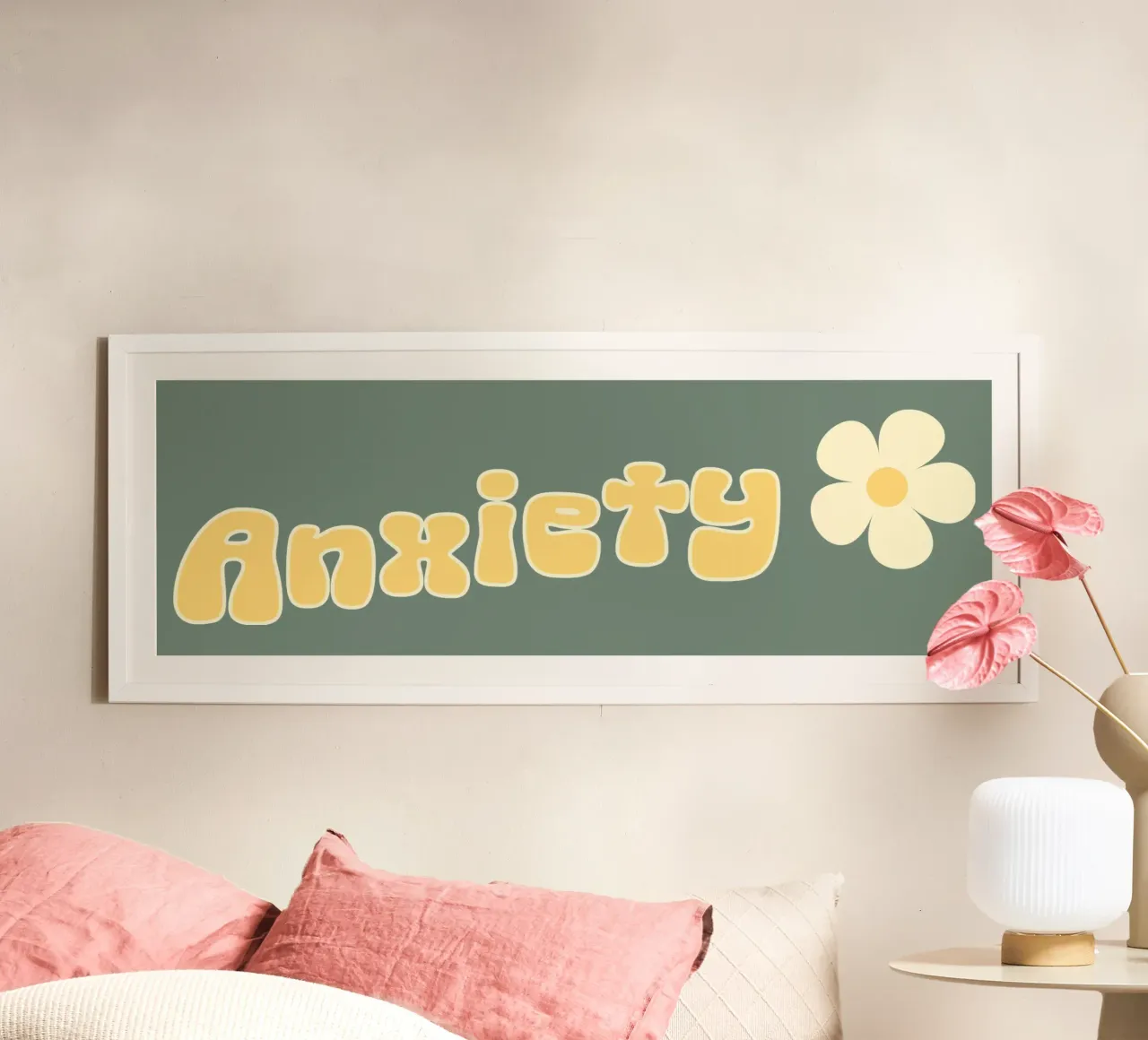 Ansia Divertente Retro Sarcasmo Introverso Salute mentale poster con telaio in alluminio da sillyindustries