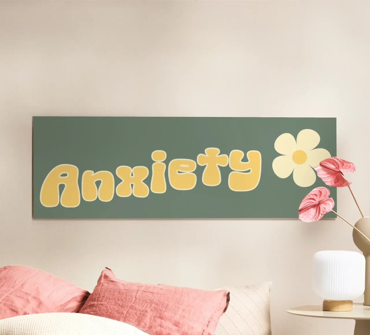 Ansia Divertente Retro Sarcasmo Introverso Salute mentale poster con telaio in alluminio da sillyindustries
