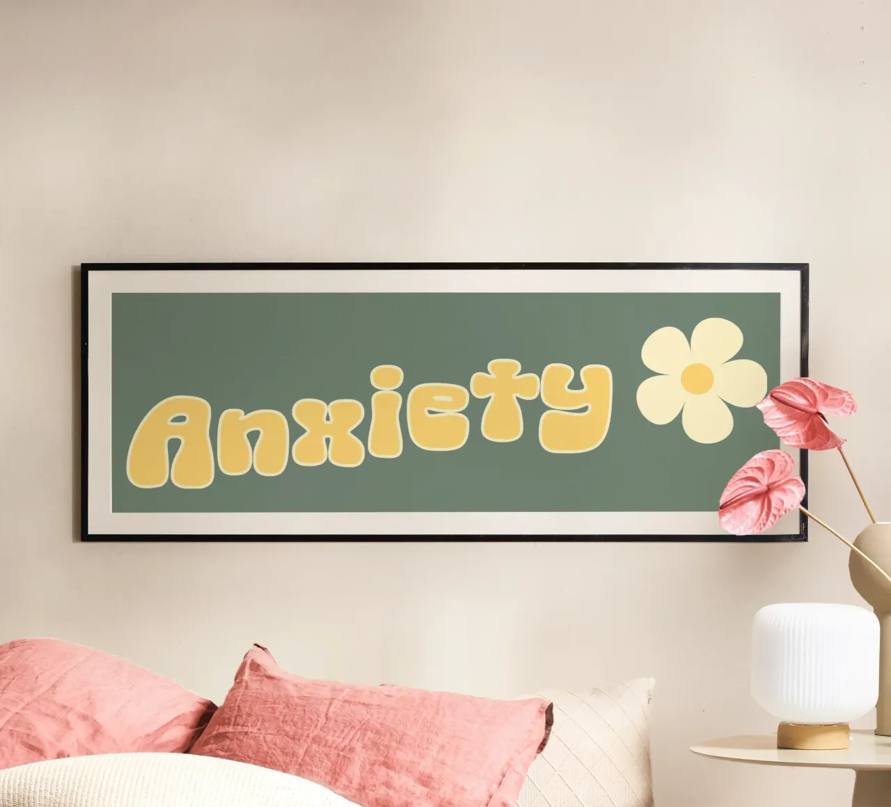 Ansia Divertente Retro Sarcasmo Introverso Salute mentale poster con telaio in alluminio da sillyindustries