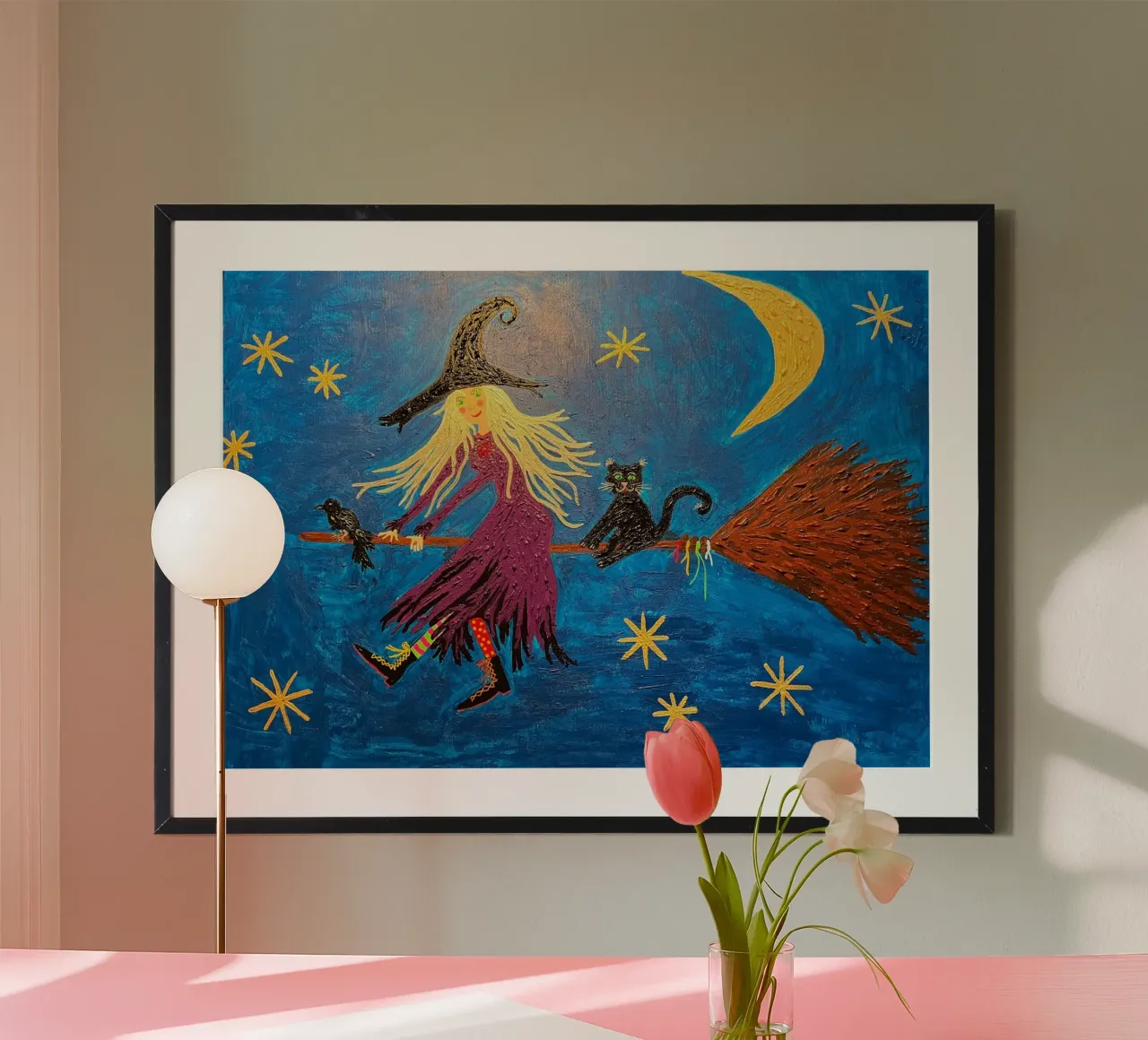 The little witch poster with wooden frame by irenissima