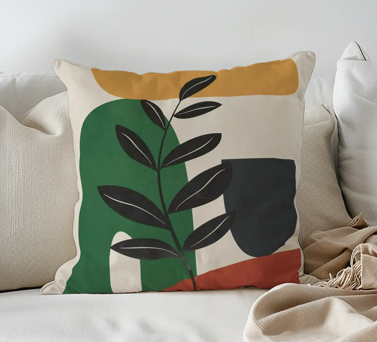 Modern Abstract Minimal Shapes Branches Art 5 cuscino da Nadjaa