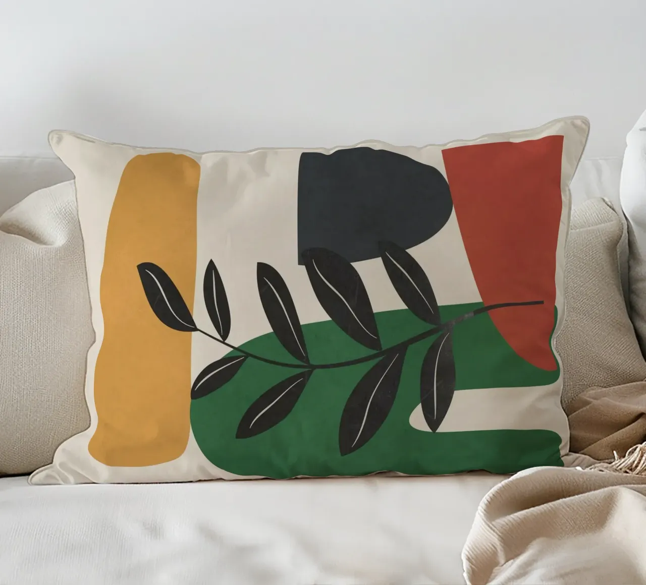 Modern Abstract Minimal Shapes Branches Art 5 cuscino da Nadjaa