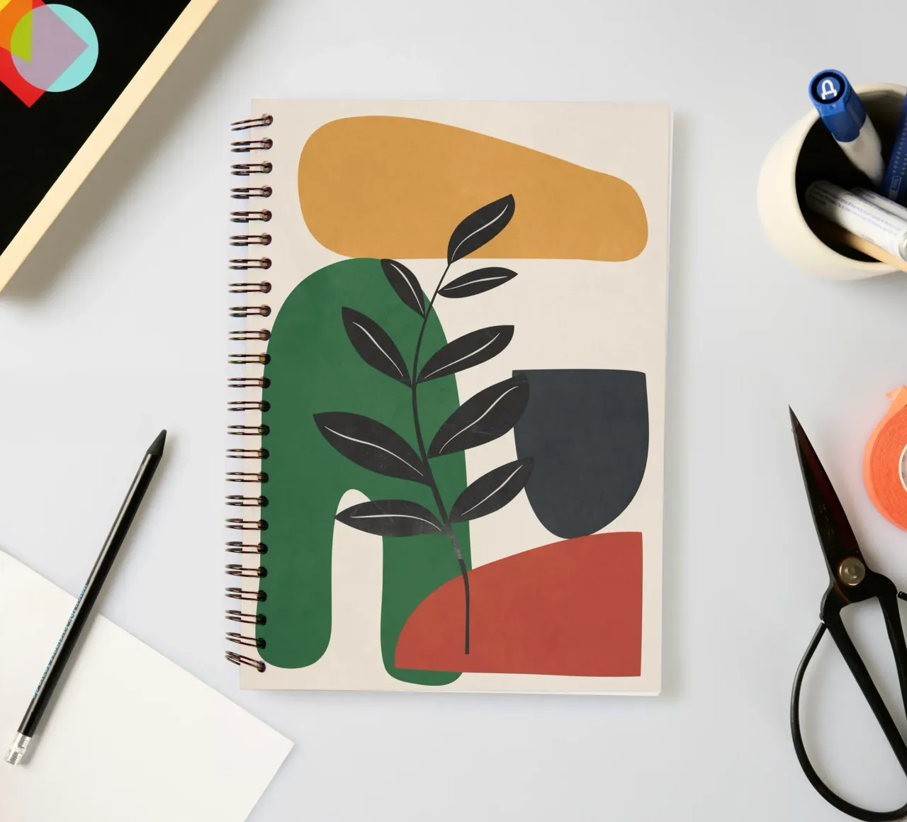 Modern Abstract Minimal Shapes Branches Art 5 spiral notebook by Nadjaa
