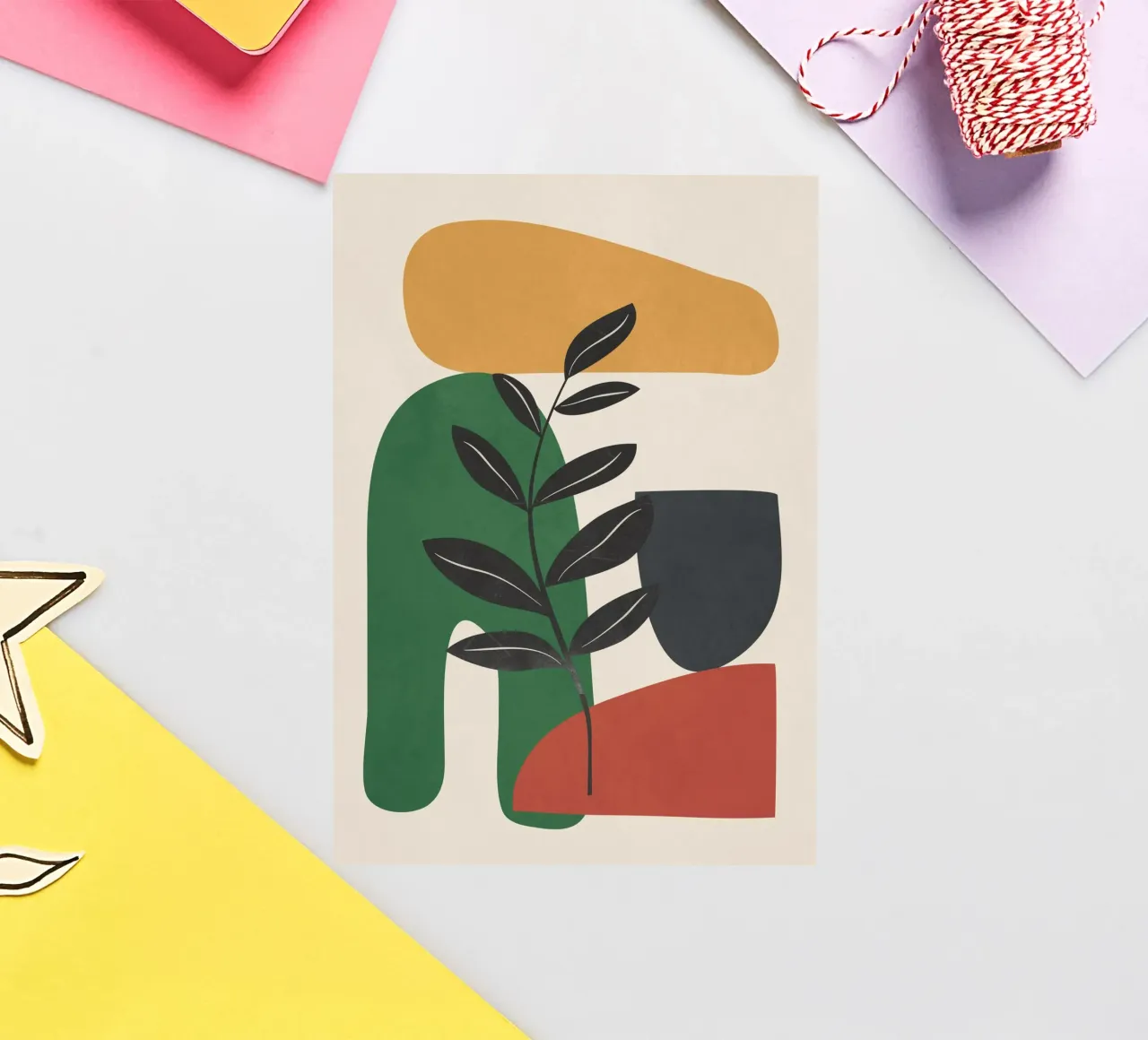 Modern Abstract Minimal Shapes Branches Art 5 adesivo da Nadjaa