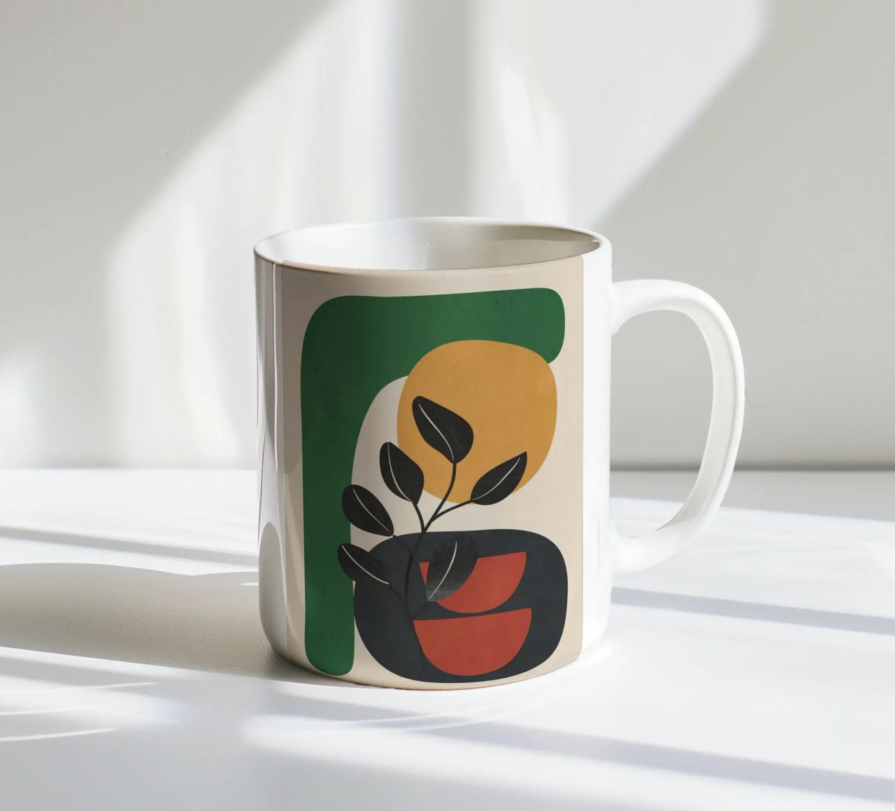 Modern Abstract Minimal Shapes Branches Art 6 tazza in ceramica da Nadjaa