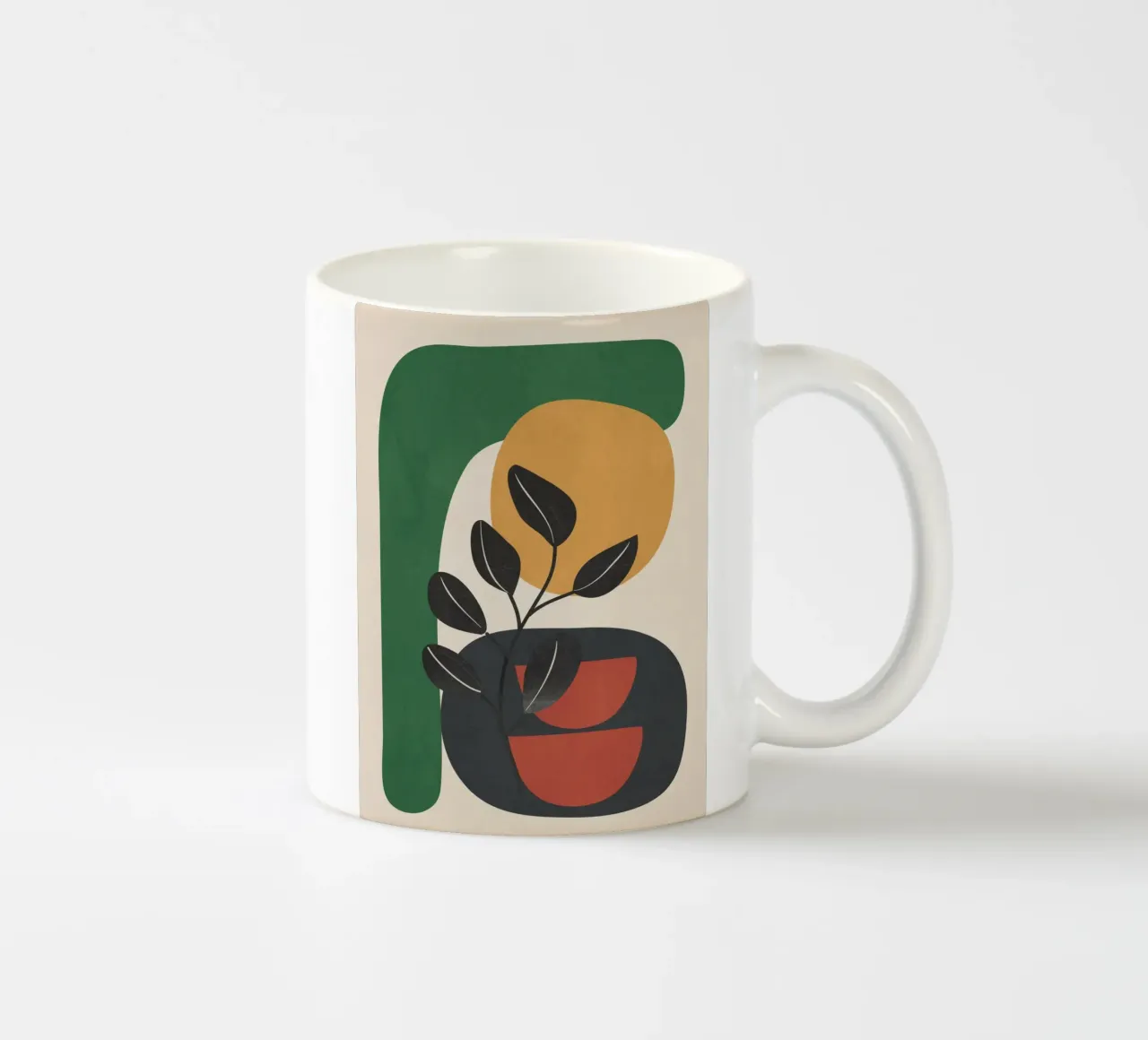 Modern Abstract Minimal Shapes Branches Art 6 keramische mok van Nadjaa