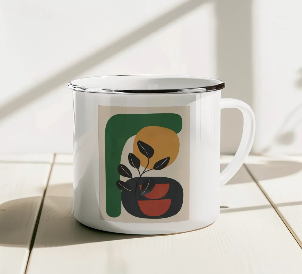 Modern Abstract Minimal Shapes Branches Art 6 mug en émail de Nadjaa