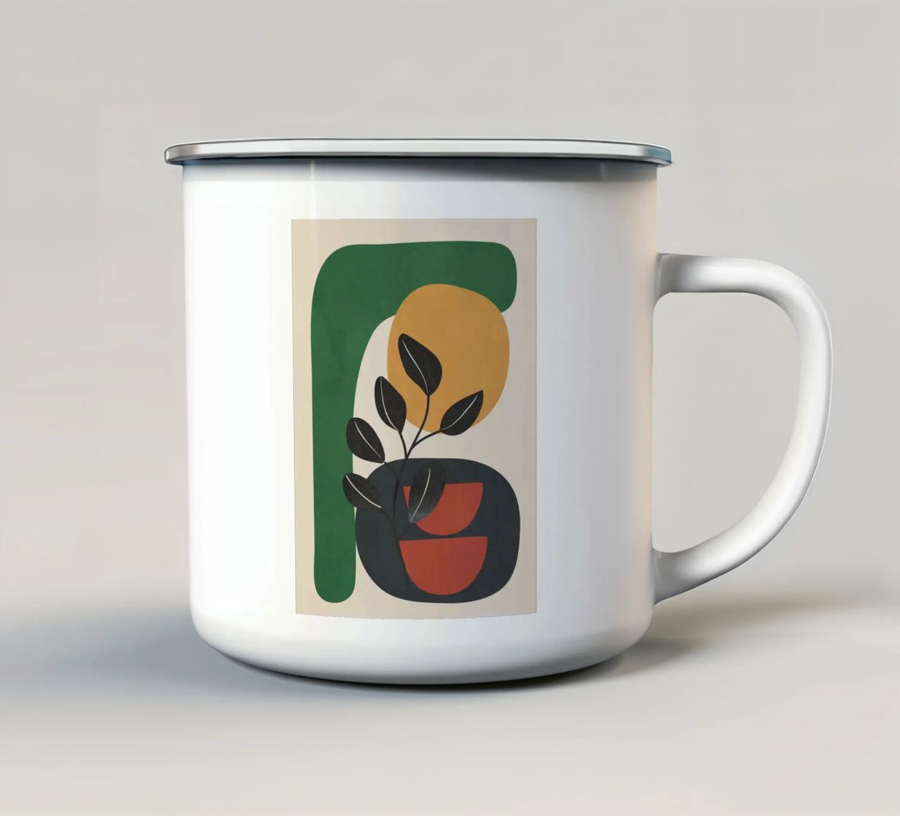 Modern Abstract Minimal Shapes Branches Art 6 tazza in smalto da Nadjaa
