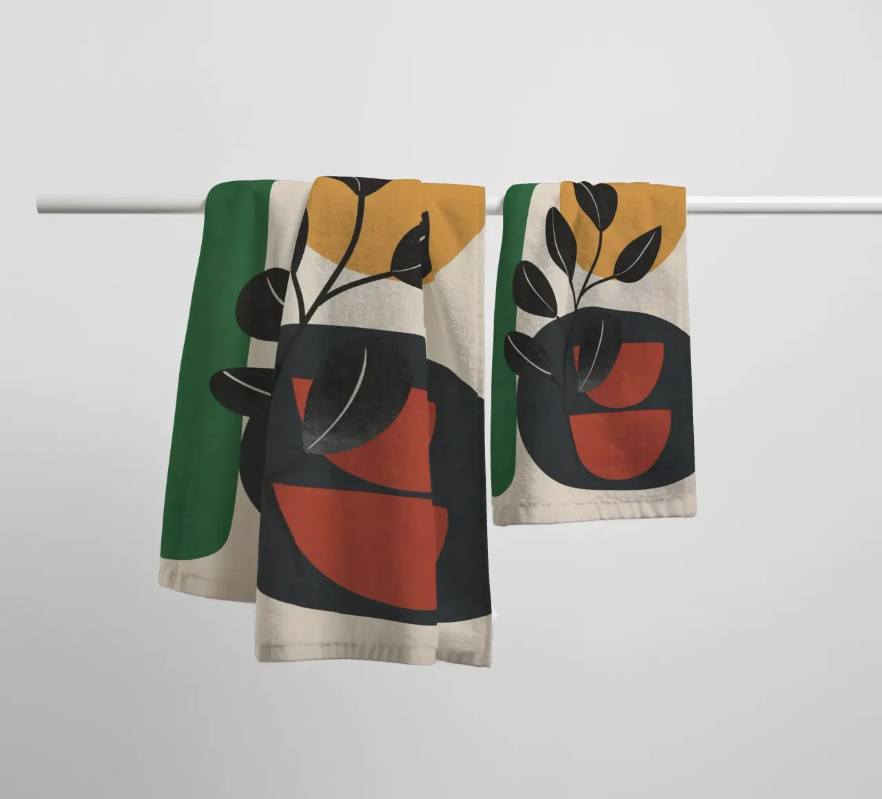 Modern Abstract Minimal Shapes Branches Art 6 badhanddoek van Nadjaa