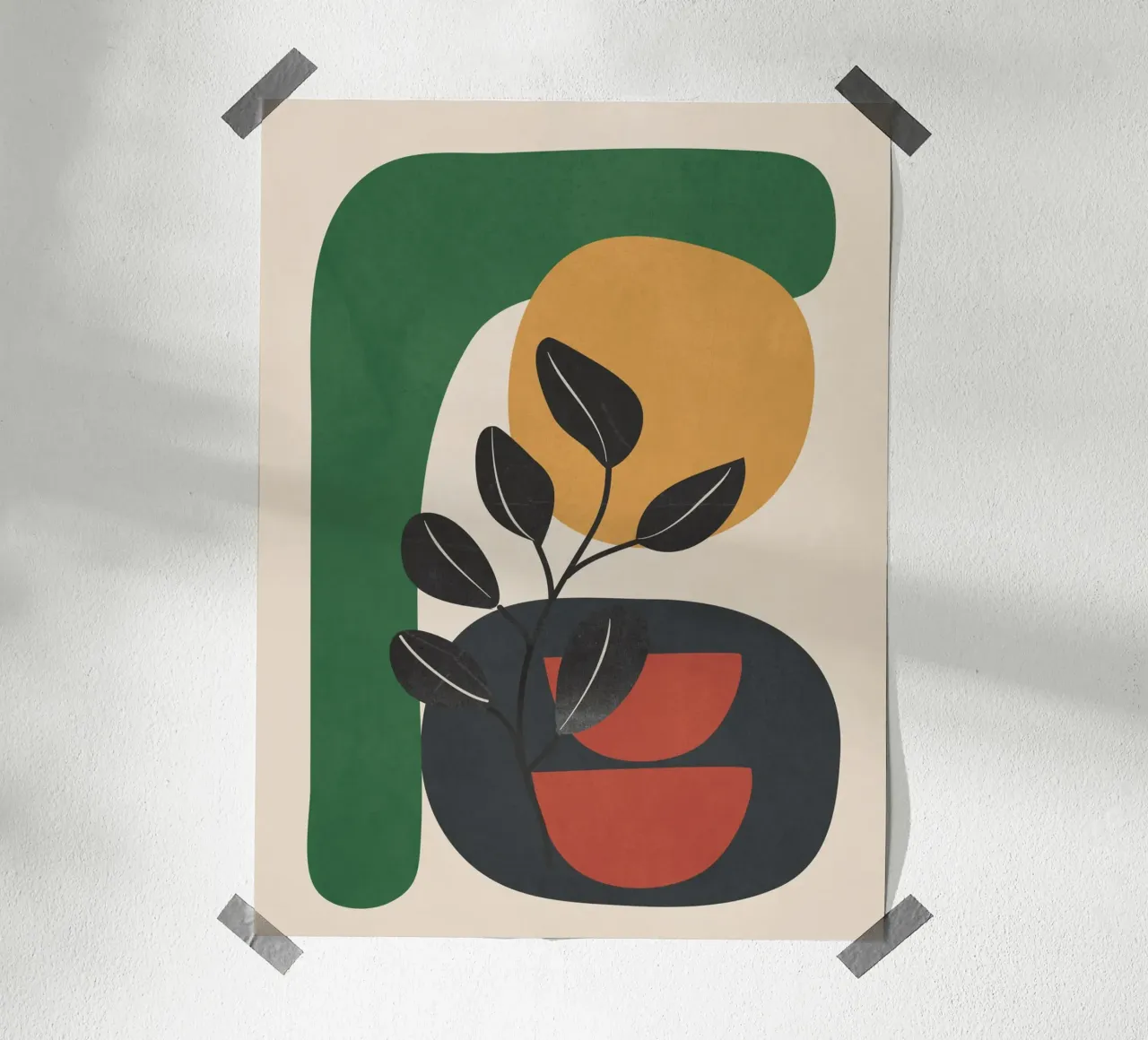 Modern Abstract Minimal Shapes Branches Art 6 carta hahnemühle da Nadjaa