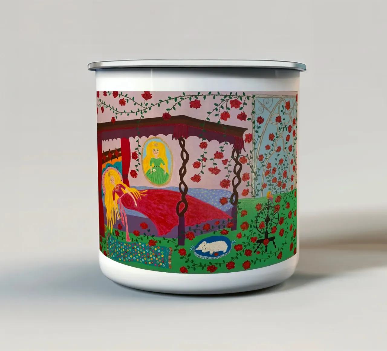 La bella addormentata tazza in smalto da irenissima