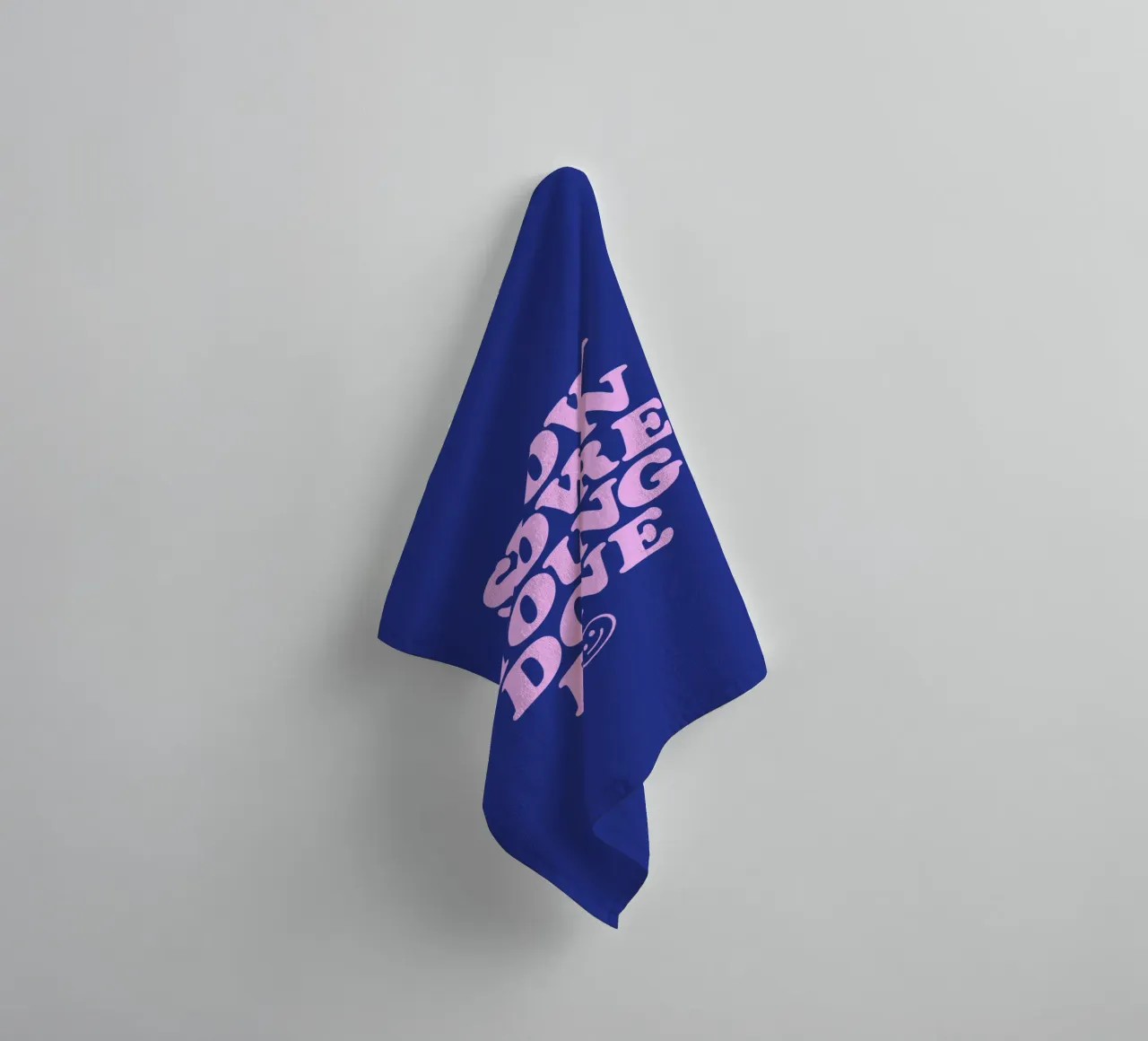 Slow Down You're Doing Fine Typography Print in Pink & Blue towel by THE MOTIVATED TYPE
