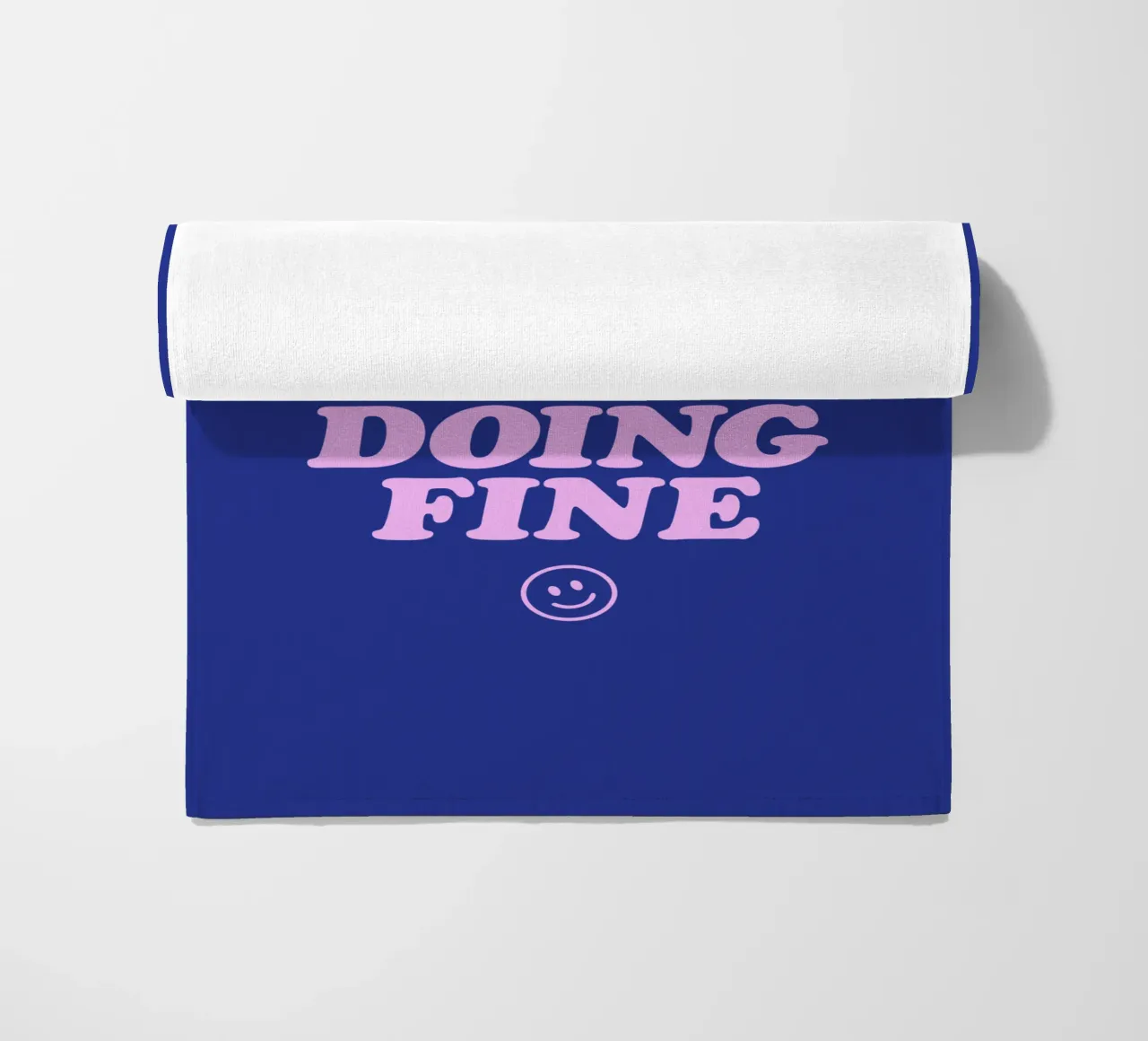 Slow Down You're Doing Fine Typography Print in Pink & Blue beach towel by THE MOTIVATED TYPE