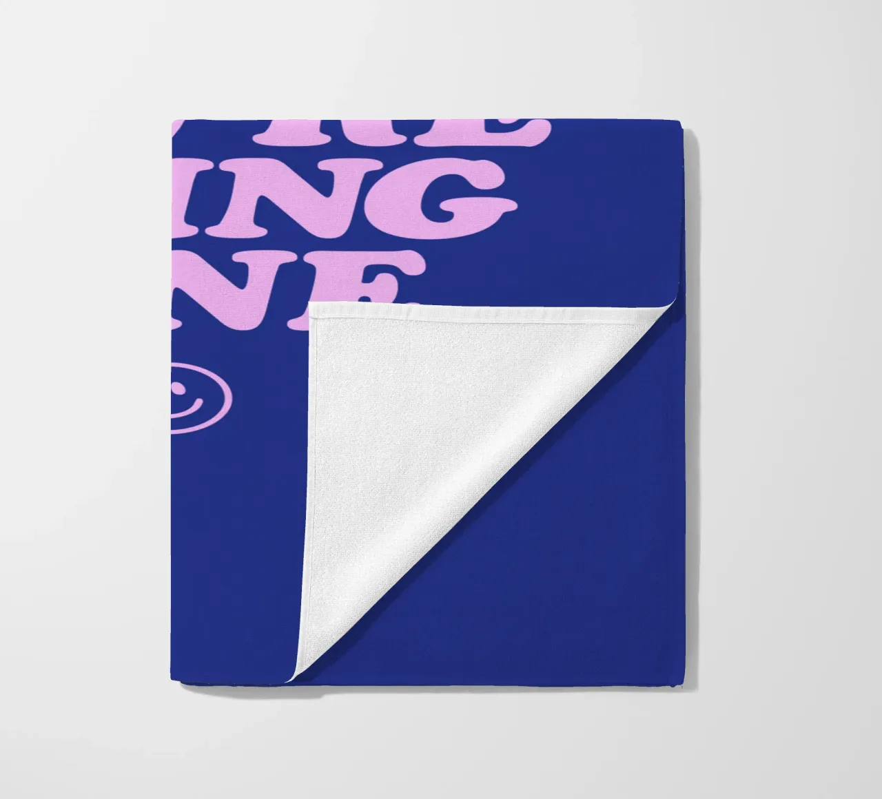 Slow Down You're Doing Fine Typography Print in Pink & Blue beach towel by THE MOTIVATED TYPE