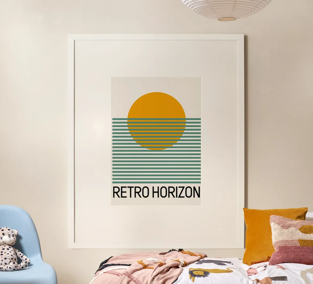 Tramonto minimalista retrò poster con telaio in alluminio da Paul Vasquez