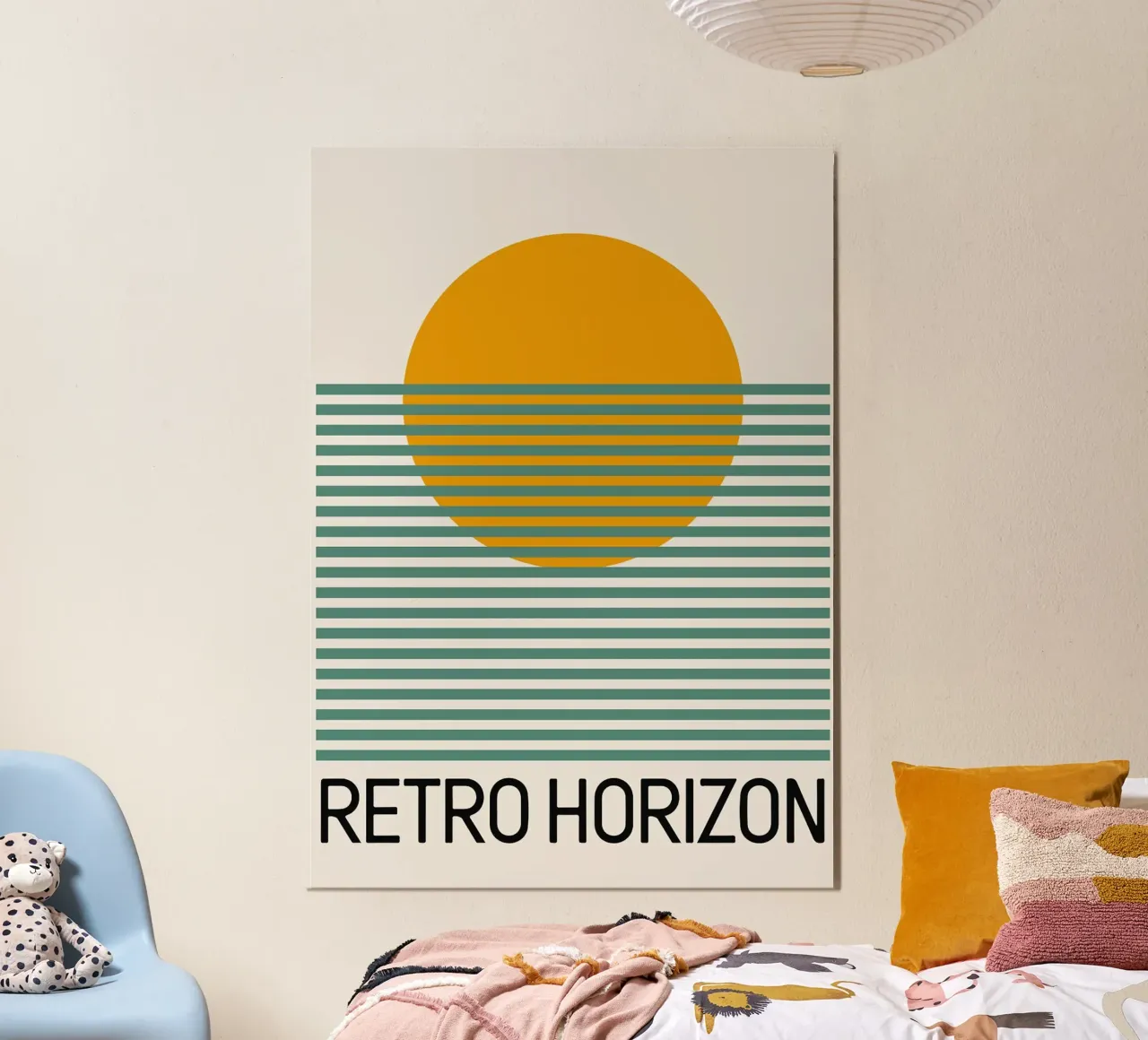 Tramonto minimalista retrò poster con telaio in alluminio da Paul Vasquez