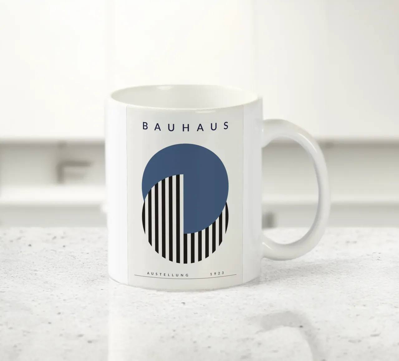 Bauhaus cerchio a righe semicircolari tazza in ceramica da MinimalistPosterCharles