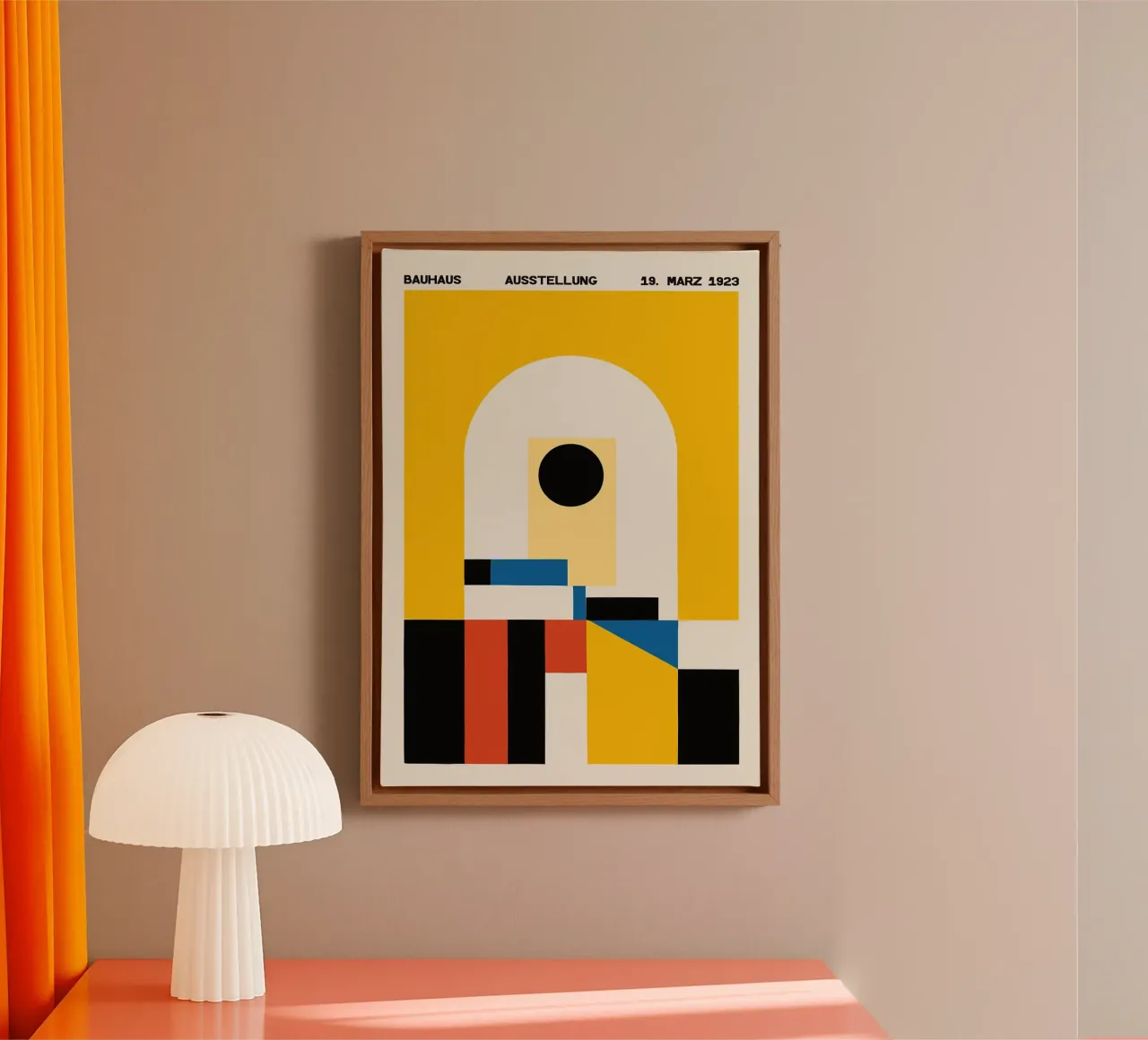cartel bauhaus formas geométricas lienzo con Marco flotante de Dale Edward YoungJr