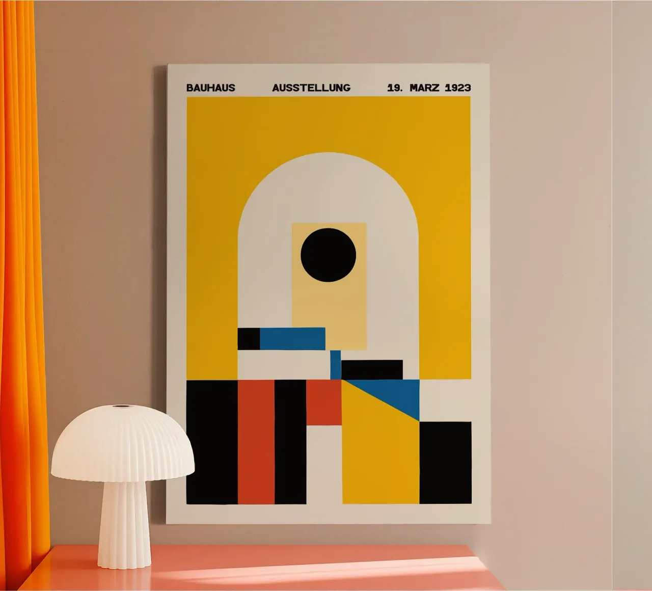 cartel bauhaus formas geométricas lienzo con Marco flotante de Dale Edward YoungJr