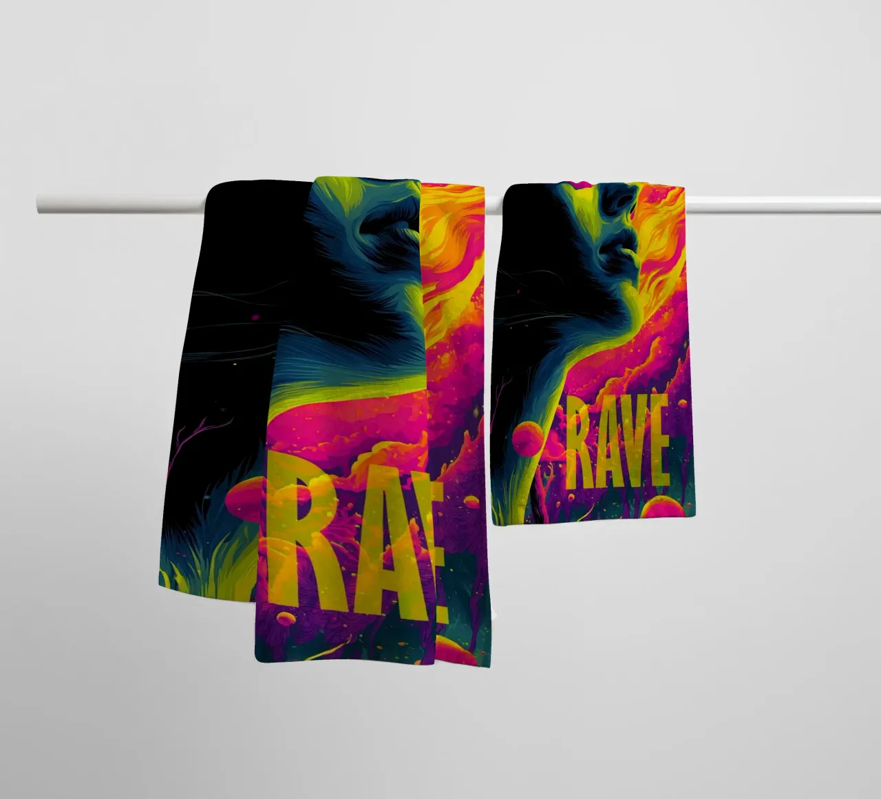 The Fire Of RAVE | Psychedelic Graphics toalla de baño de Autofocus