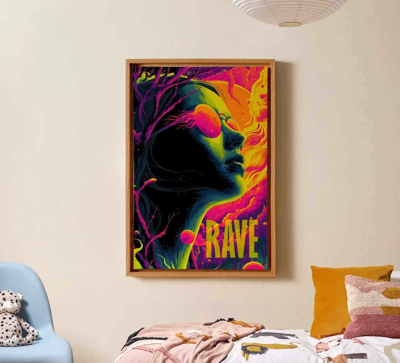 The Fire Of RAVE | Psychedelic Graphics canvas with Floater frame by Autofocus
