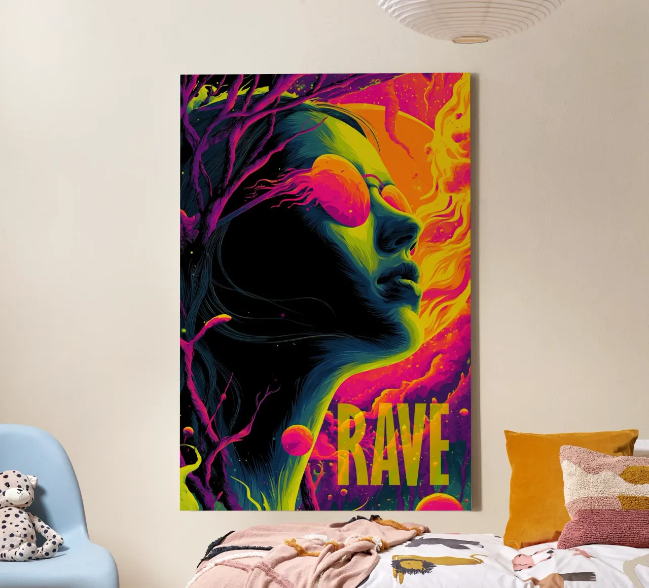 The Fire Of RAVE | Psychedelic Graphics canvas with Floater frame by Autofocus