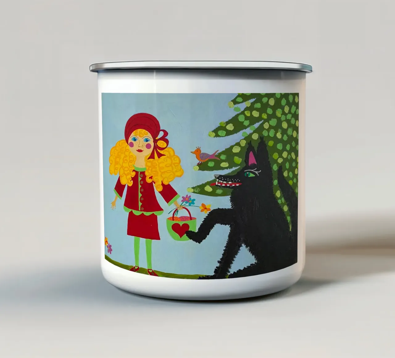 Cappuccetto Rosso tazza in smalto da irenissima