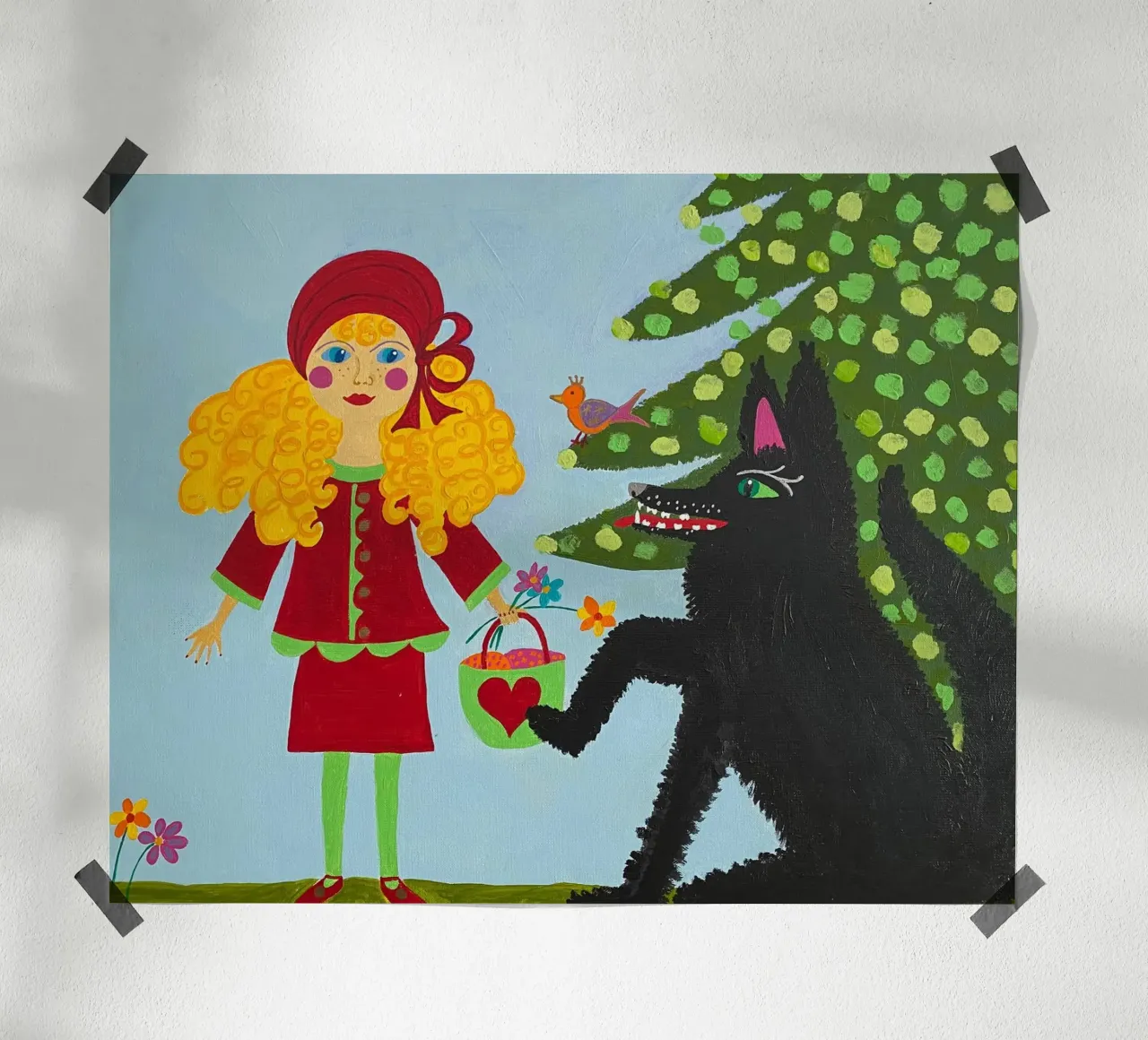 Little Red Riding Hood poster with wooden frame by irenissima