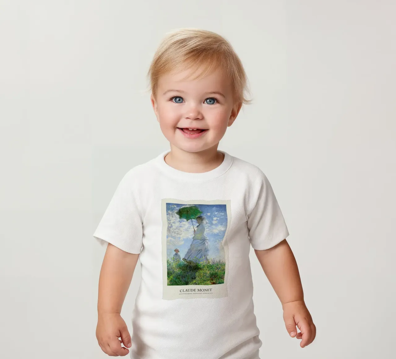 Monet - Woman with a Parasol baby t-shirt van Vintage by JUNIQE