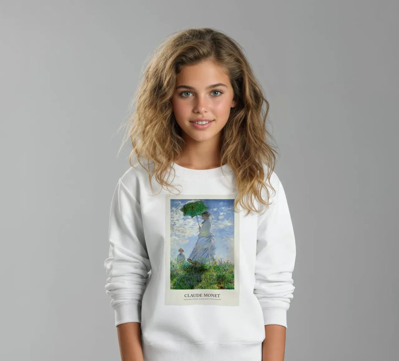 Monet - Woman with a Parasol felpa bambino da Vintage by JUNIQE