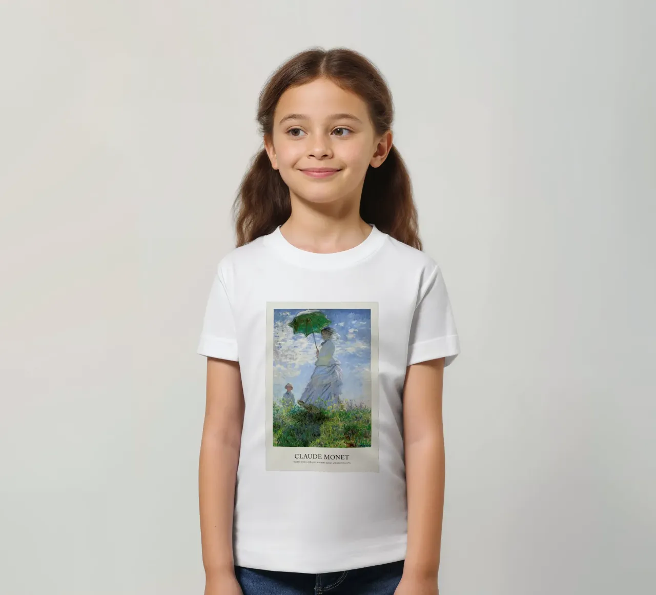 Monet - Woman with a Parasol kinder t-shirt van Vintage by JUNIQE
