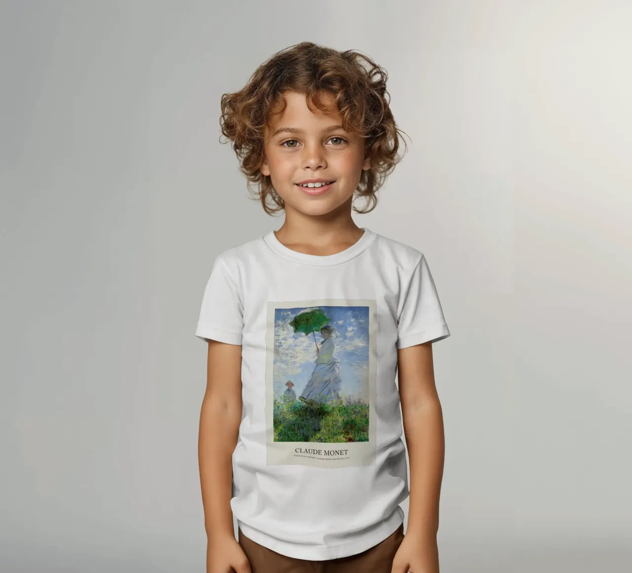 Monet - Woman with a Parasol kinder t-shirt van Vintage by JUNIQE