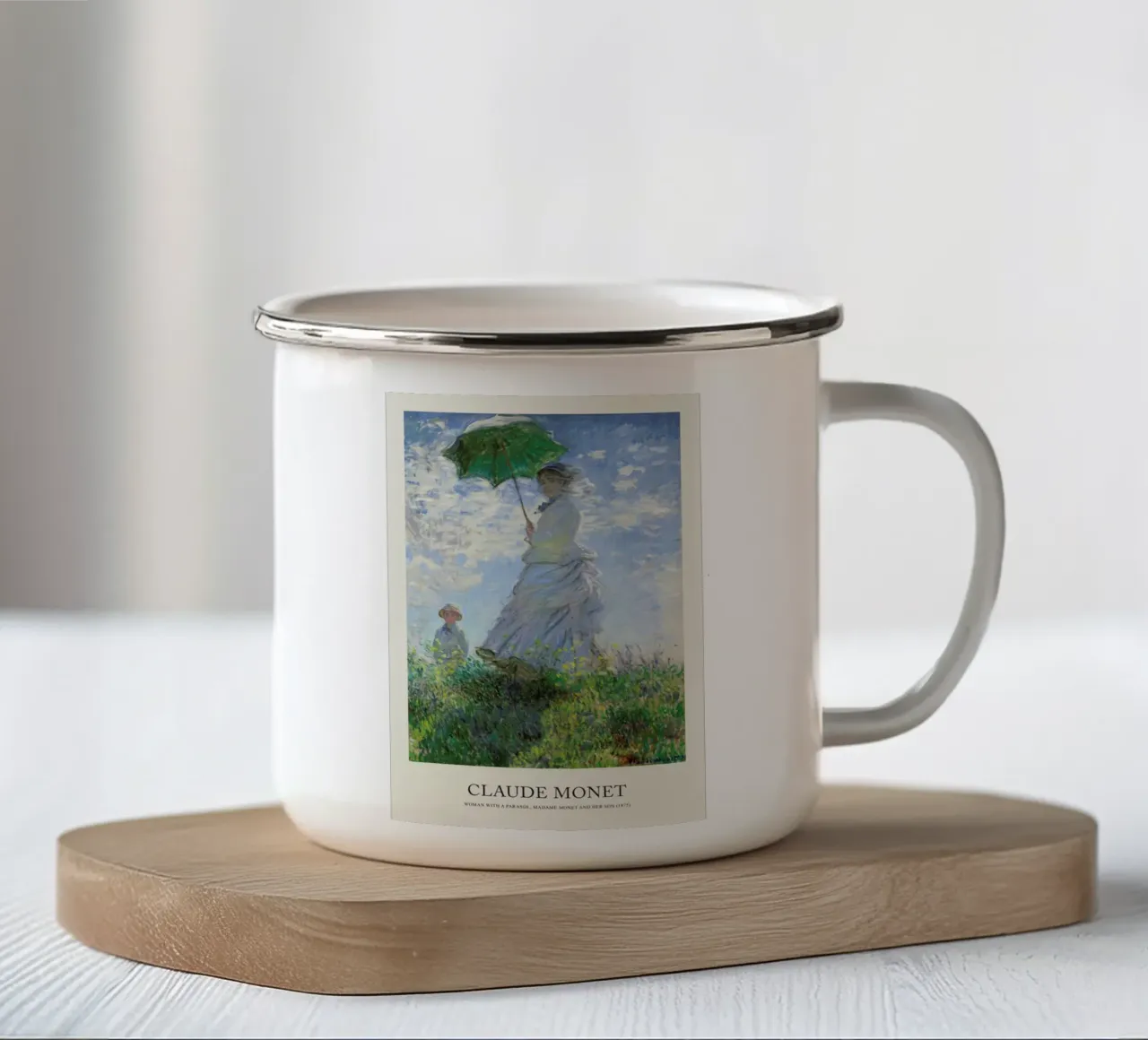 Monet - Woman with a Parasol tazza in smalto da Vintage by JUNIQE