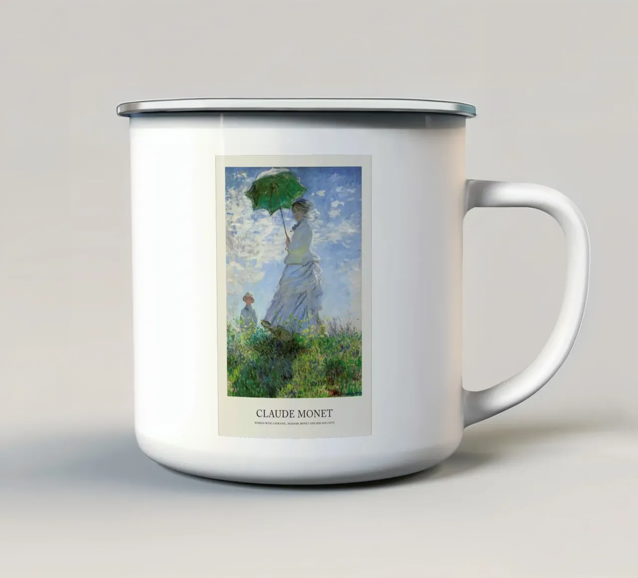 Monet - Woman with a Parasol tazza in smalto da Vintage by JUNIQE