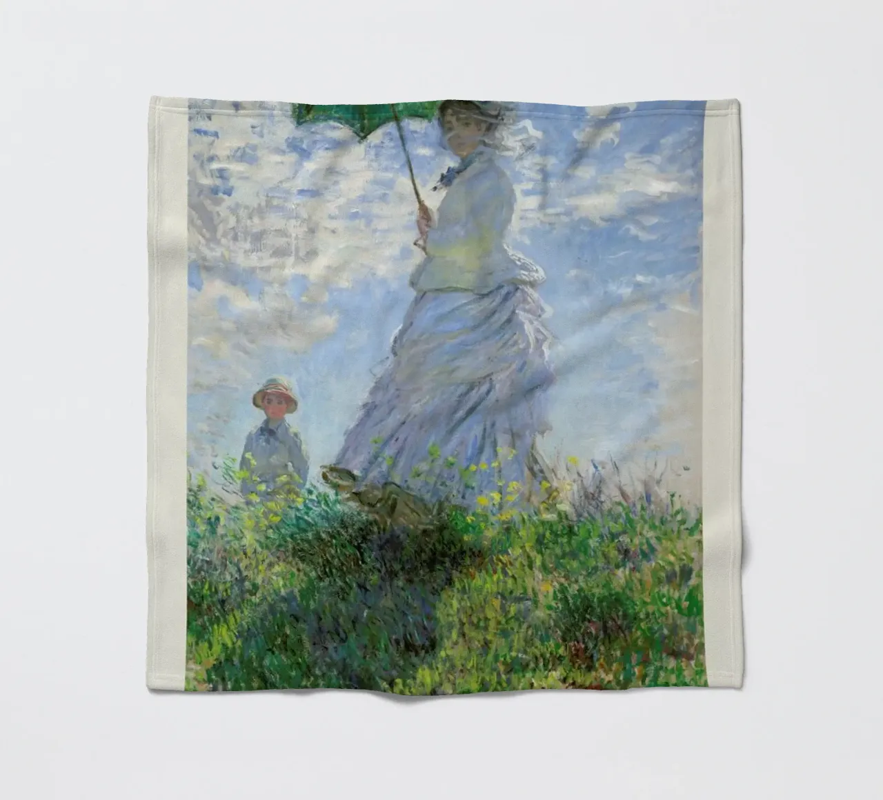Monet - Woman with a Parasol fleece blanket by Vintage by JUNIQE