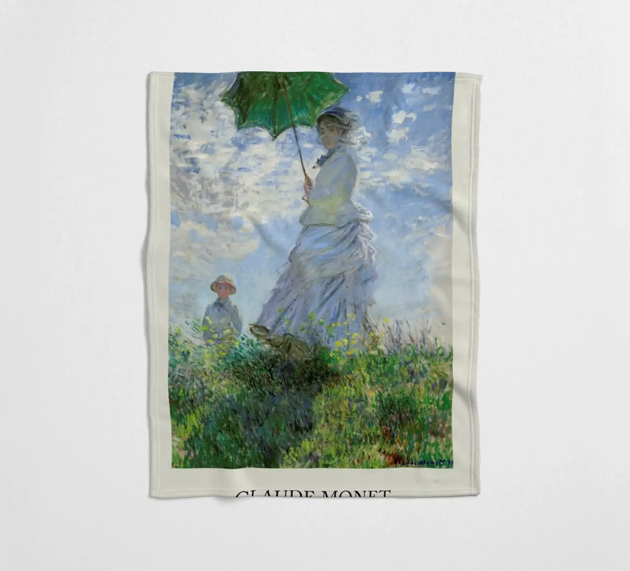 Monet - Woman with a Parasol fleece blanket by Vintage by JUNIQE