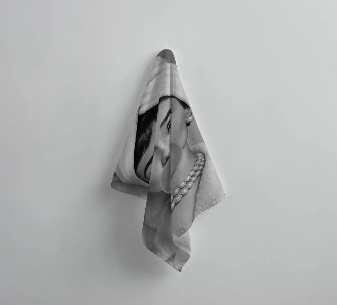 Audrey Hepburn Bubble Gum in bianco e nero asciugamano da bagno da ARTOMATIC