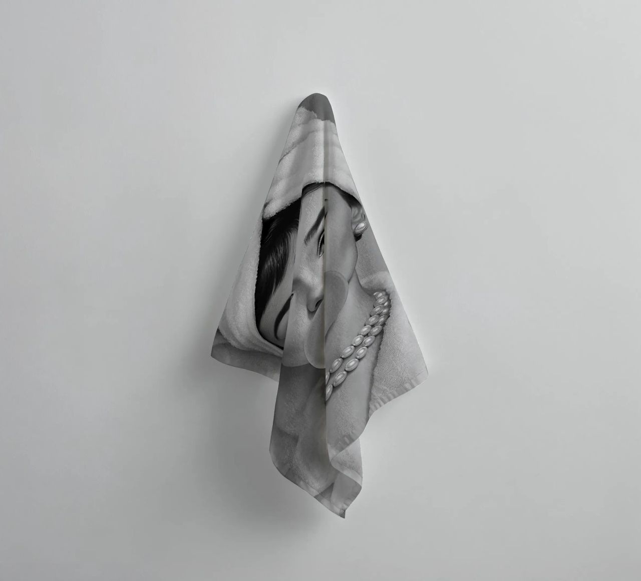 Audrey Hepburn Bubble Gum Black And White towel by ARTOMATIC