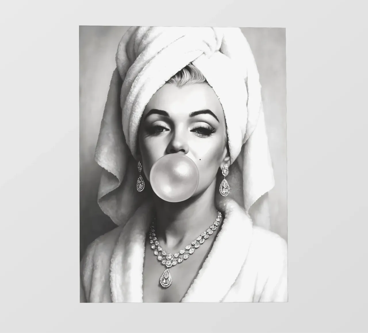 Marilyn Monroe Bubble Gum Black And White photo wallpaper by ARTOMATIC