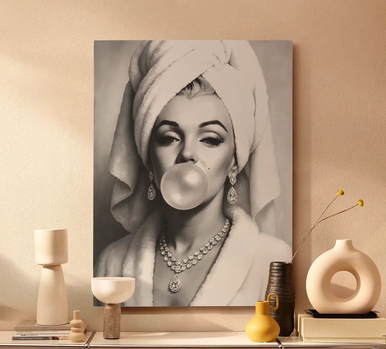 Marilyn Monroe Bubble Gum Black And White forex plate by ARTOMATIC