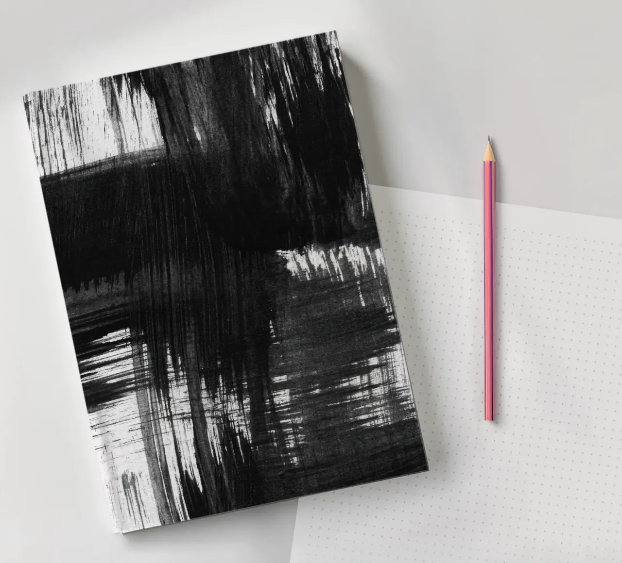 Strokes 27 | Black Expressive Brushstroke Abstract notebook by sabidussi
