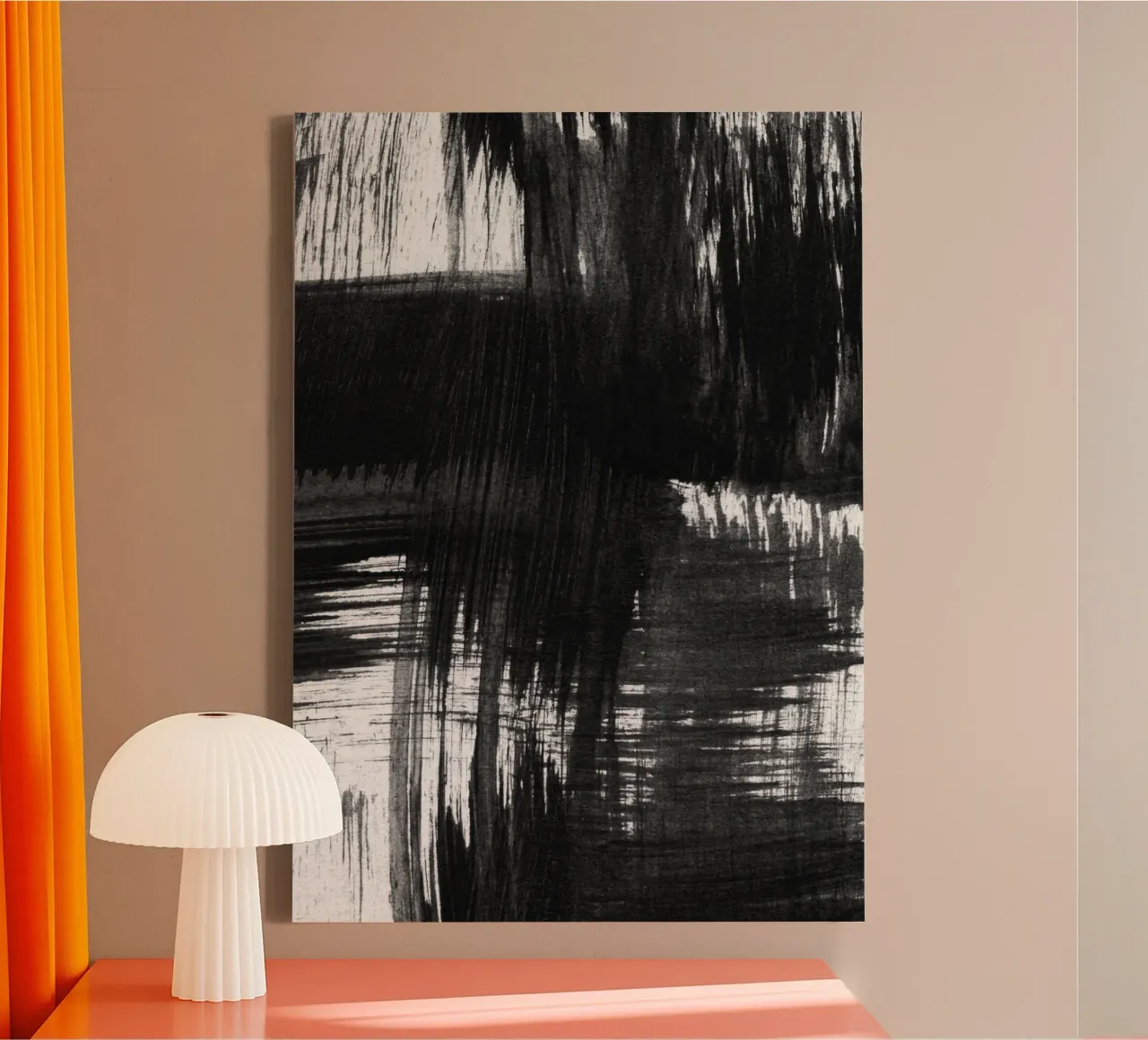 Strokes 27 | Black Expressive Brushstroke Abstract tela con Cornice a cassetta da sabidussi