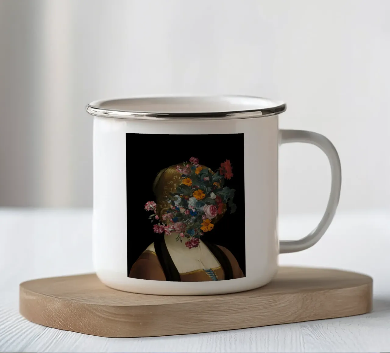 Collage di teste di Ginevra Flowers tazza in smalto da PicturaCollage