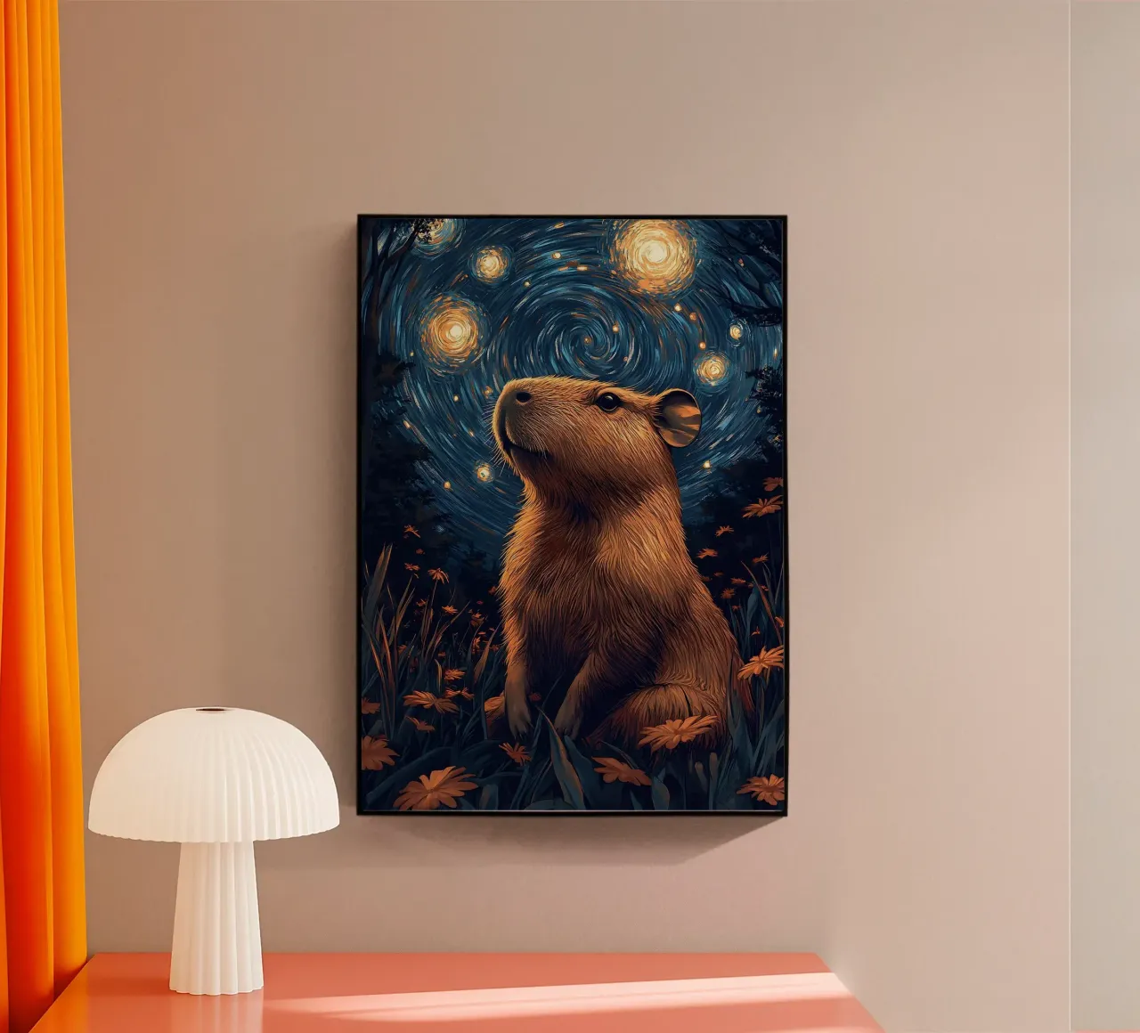 capibara cielo stellato fiori plexiglass da Kirsten C Nolan
