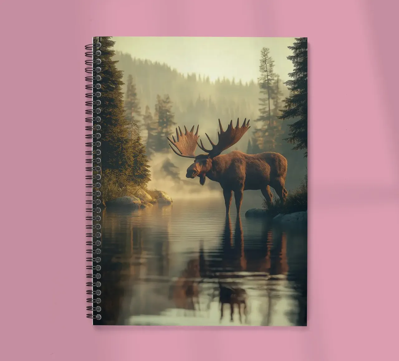 moose lake forest trees spiral notebook by Kirsten C Nolan