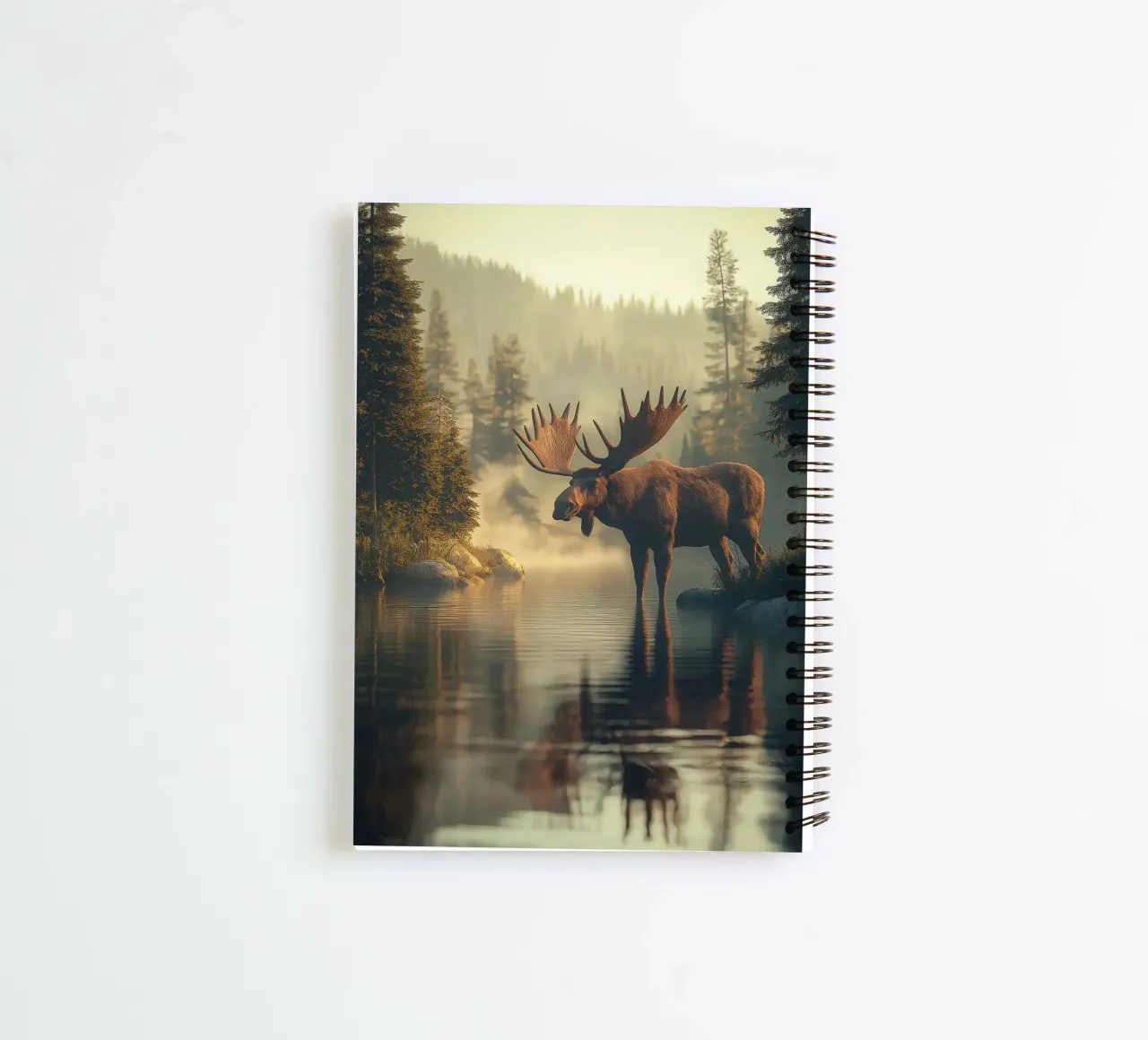 moose lake forest trees spiral notebook by Kirsten C Nolan
