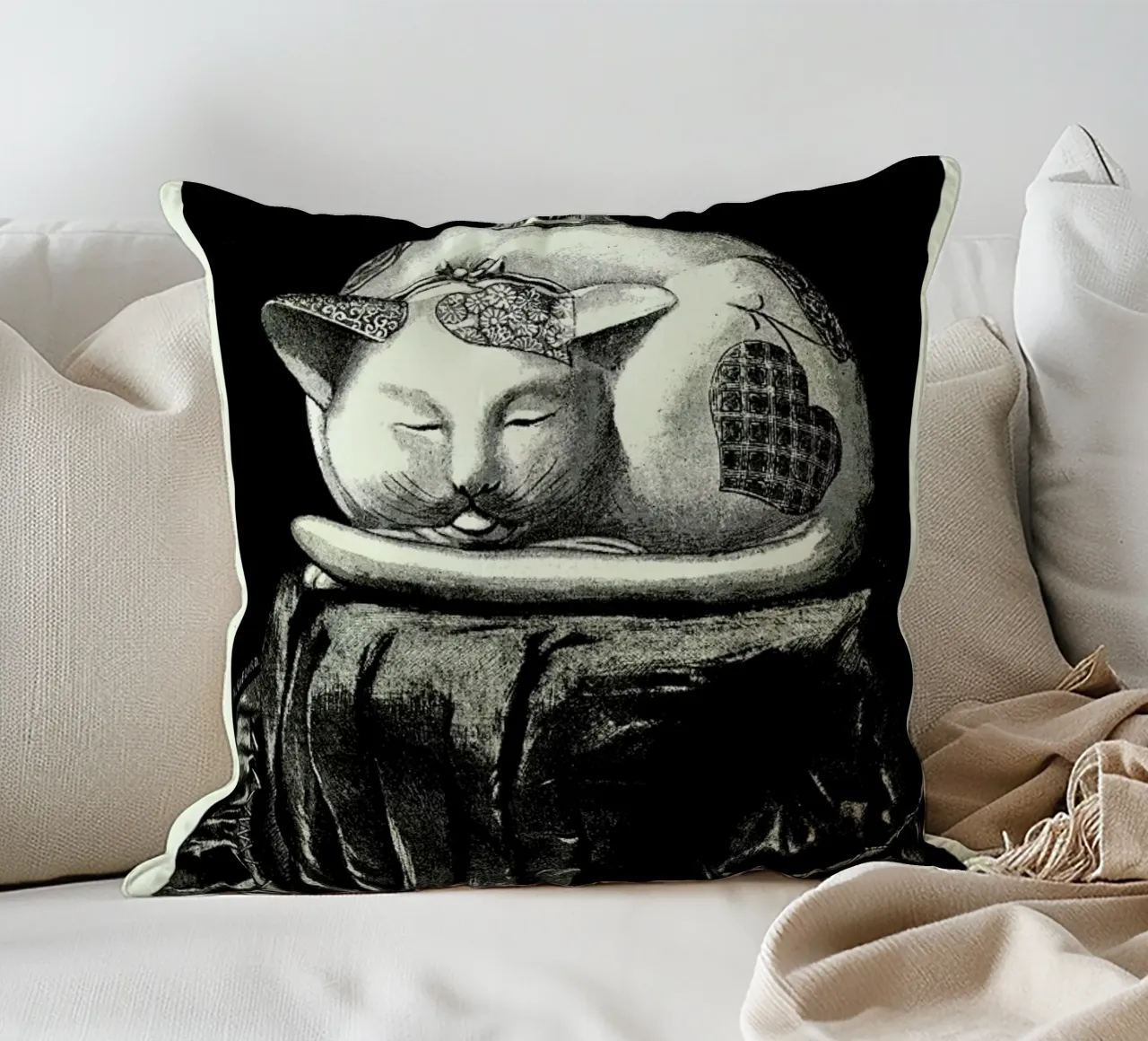 Chat Endormi cuscino da Vintage by JUNIQE