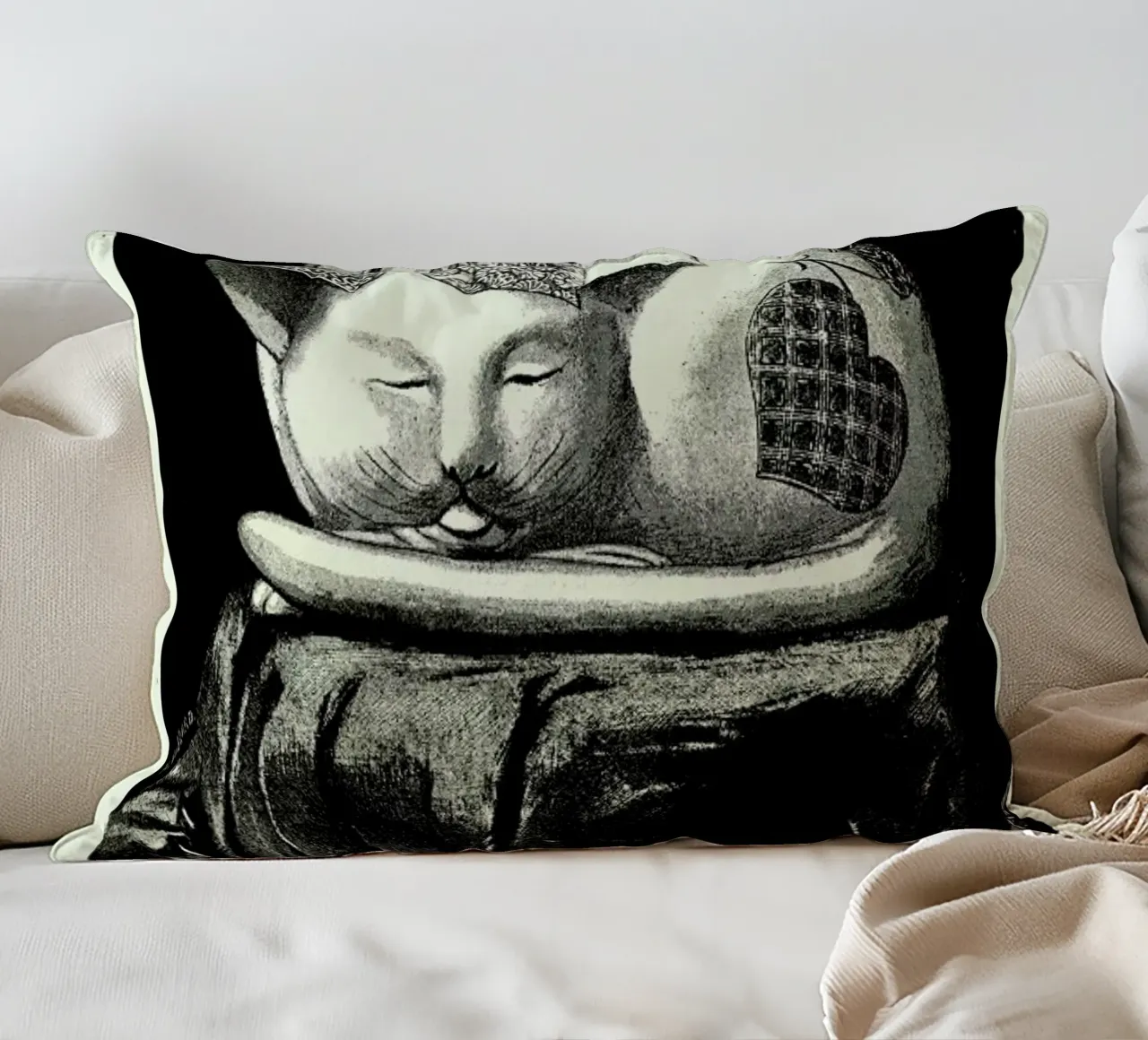 Chat Endormi cuscino da Vintage by JUNIQE