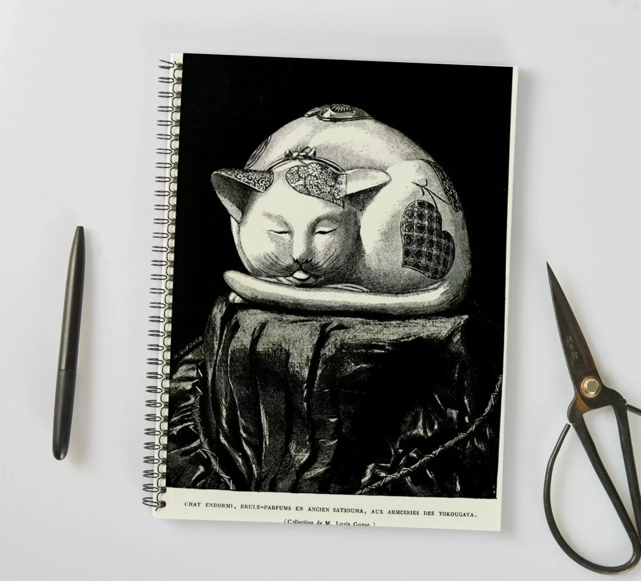 Chat Endormi spiral notebook by Vintage by JUNIQE
