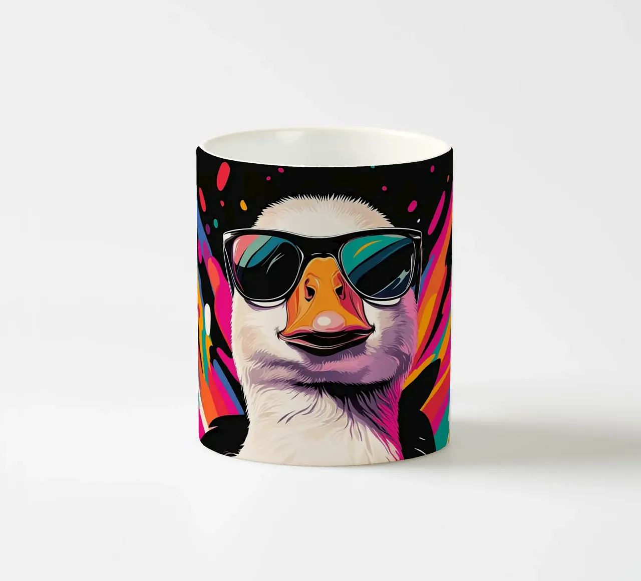 occhiali da sole d'oca piume colorate tazza in ceramica da James Isaac Jackson